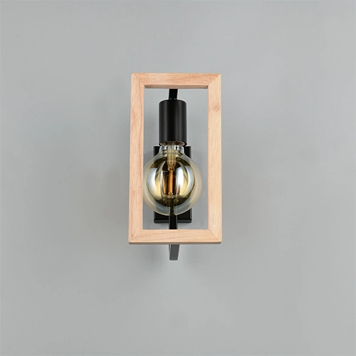 Design wandlamp Bano zwart met hout Trio 4017807670899