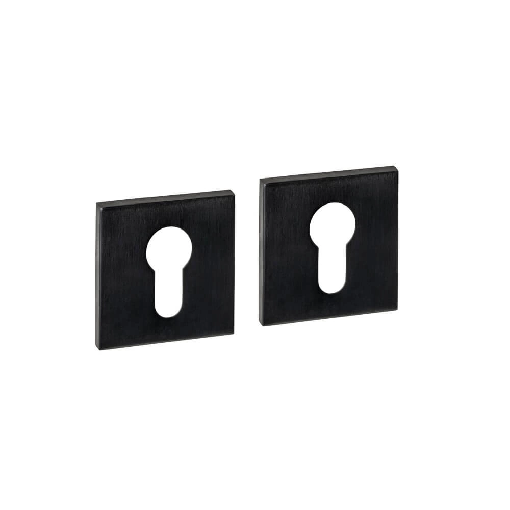 Set van 2 cilinderrozetten Tira vierkant zwart 53x53mm