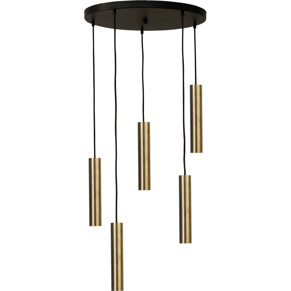 Hanglamp Run Ø50 ronde plaat - 5x GU10 - antiek koper