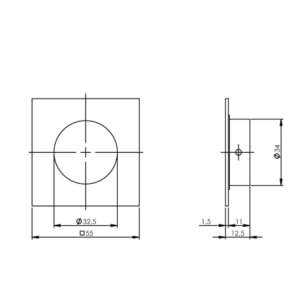 Schuifdeurkom vierkant Alvro 5,5cm RVS Intersteel 8714186075326