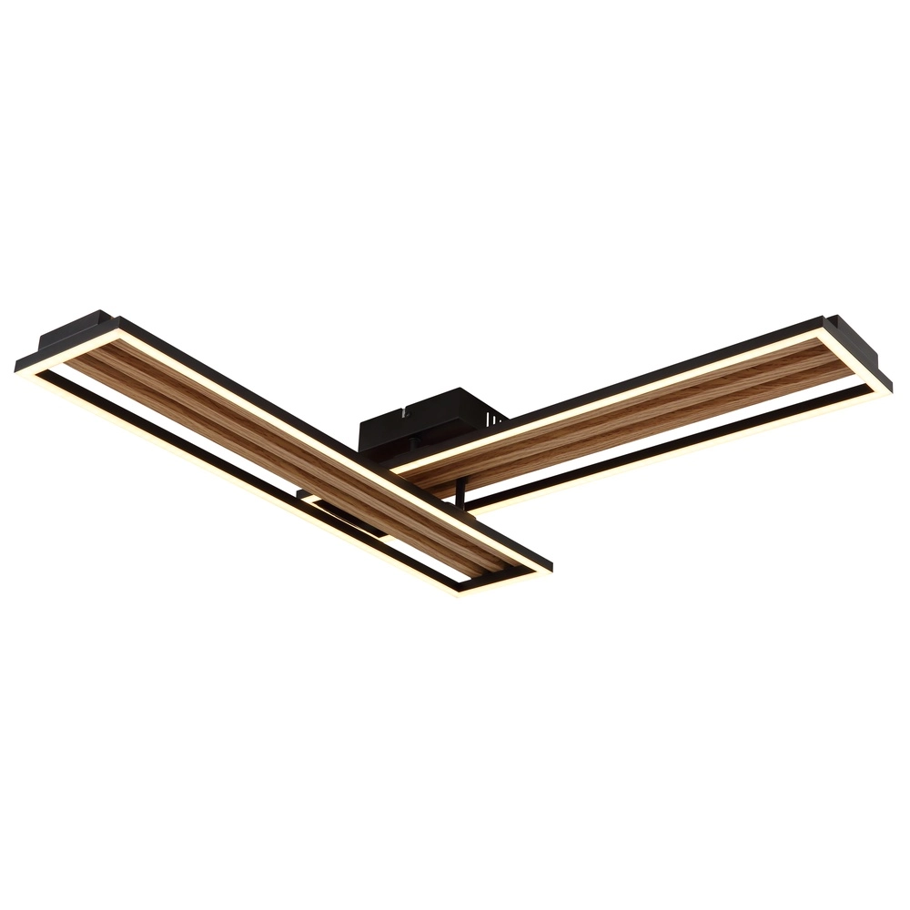 Moderne plafondlamp Dakari I zwart met hout 90cm Globo 9007371528783