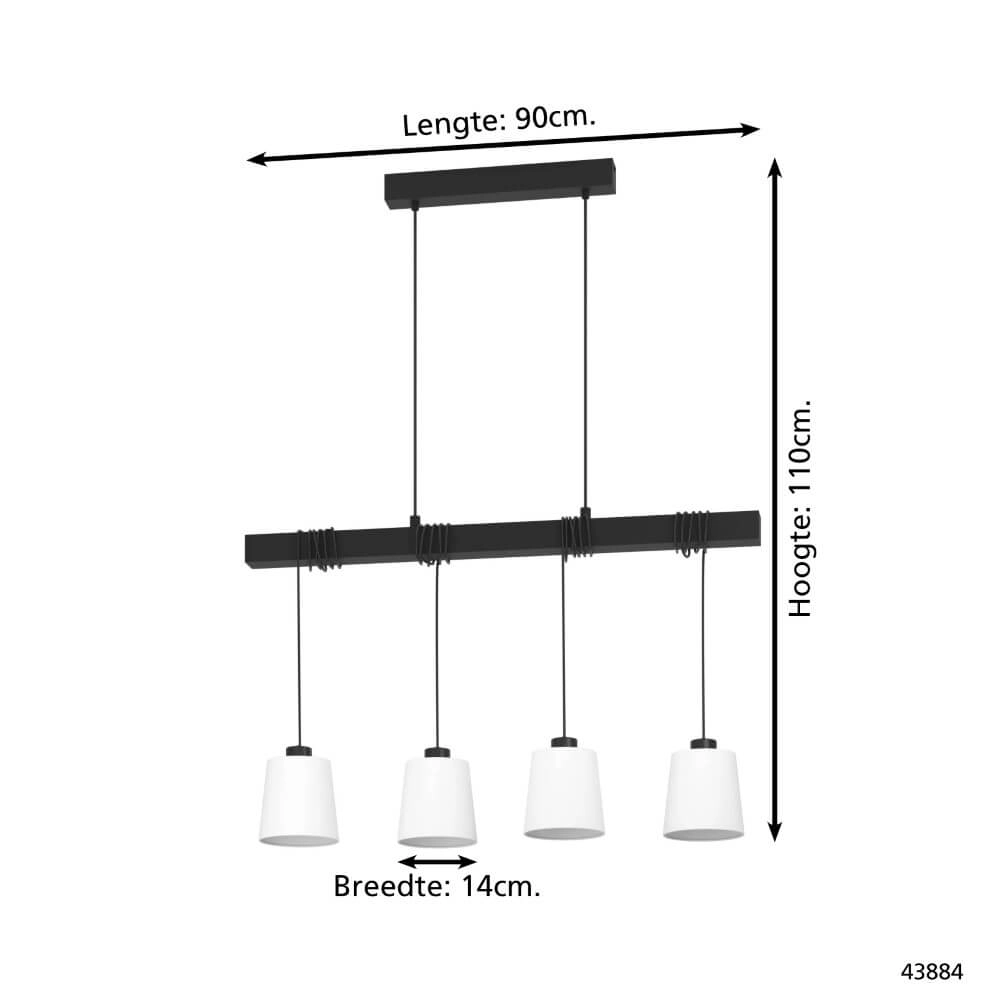 Eetkamer hanglamp Townshend 8 4 stoffen kappen Eglo 9002759438845