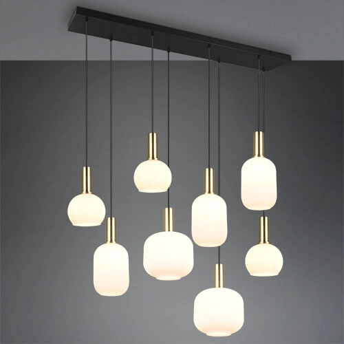 Eetkamer hanglamp Diva 8-lichts - wit glas