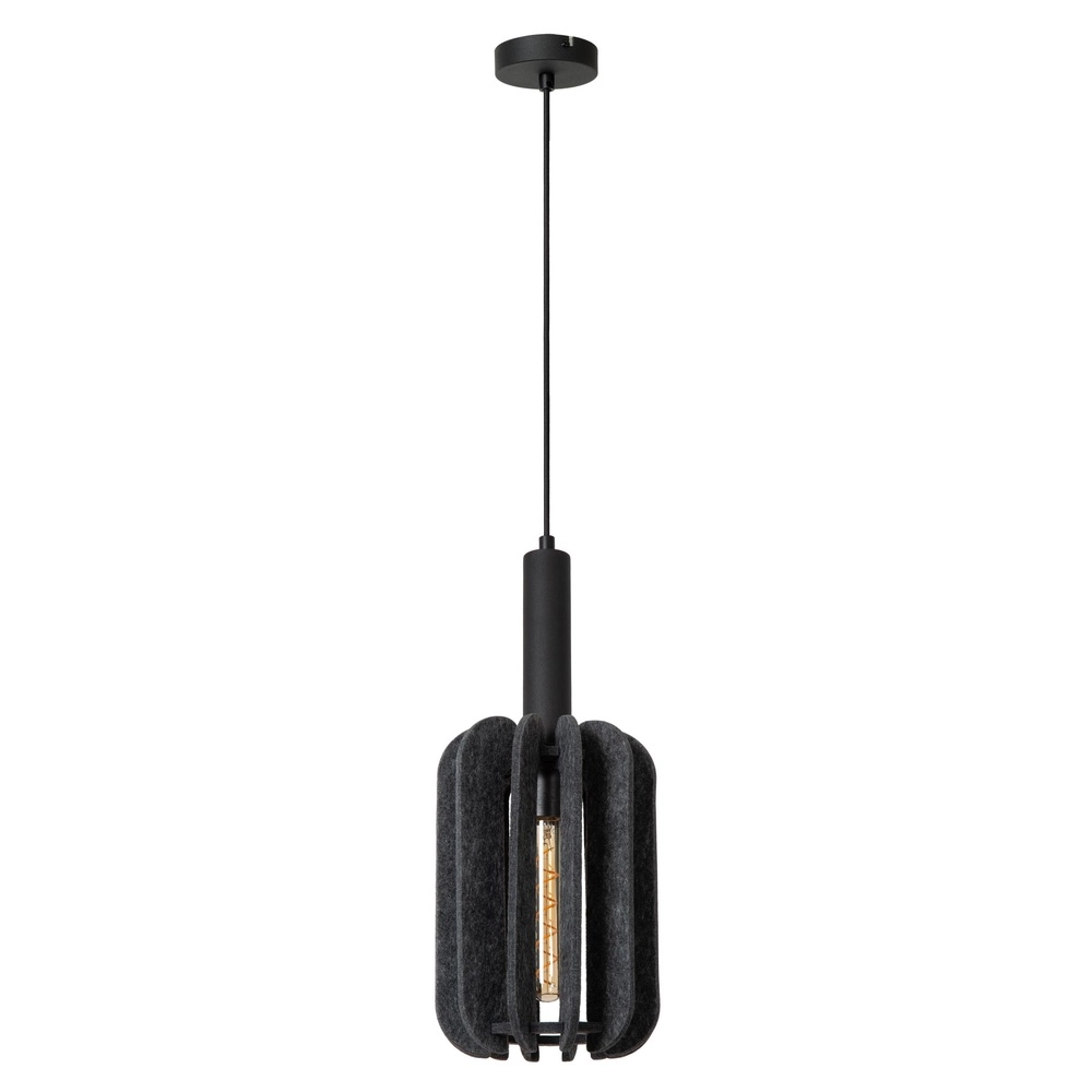 Strakke hanglamp Rafal zwart met grijs