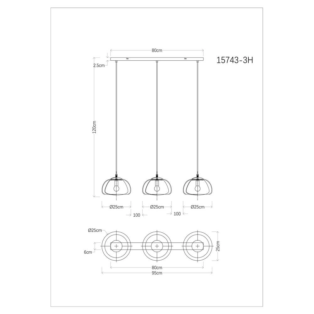 Hanglamp Jella 3-lichts design Globo 9007371452903