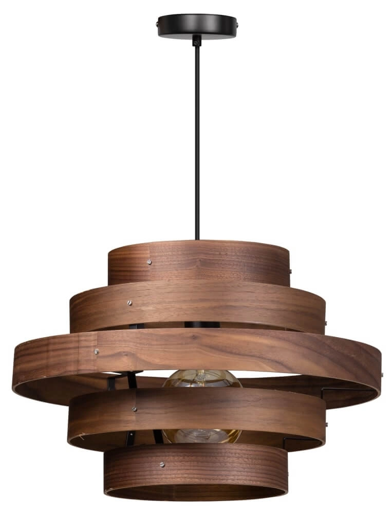 Stoere hanglamp Walnut 5-rings houtbruin