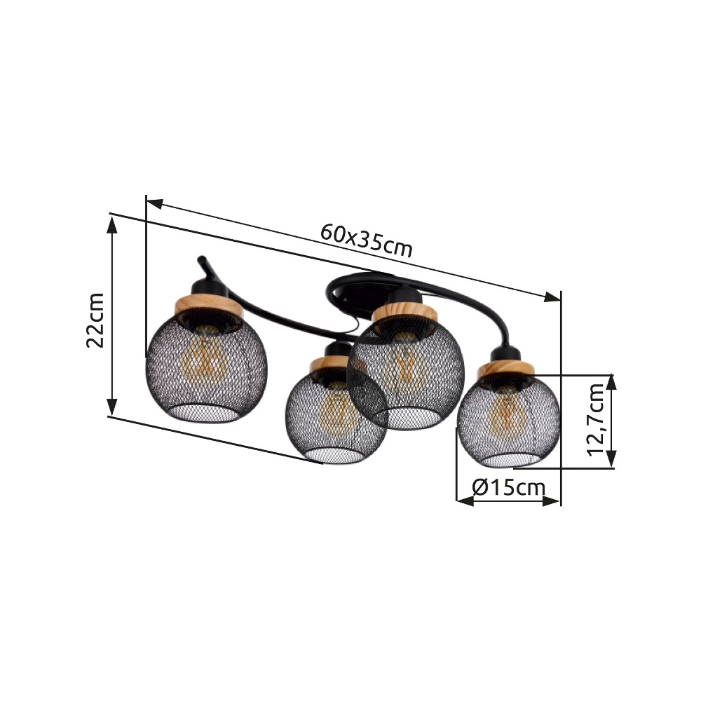 Plafondlamp Pablo zwart gaas Globo 9007371429547