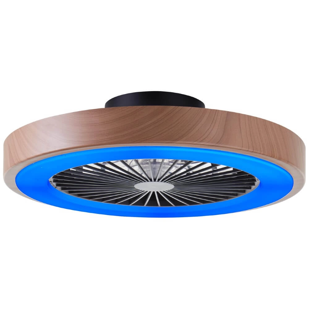 Zwarte ventilator Slimline met houten rand Brilliant 4004353435867