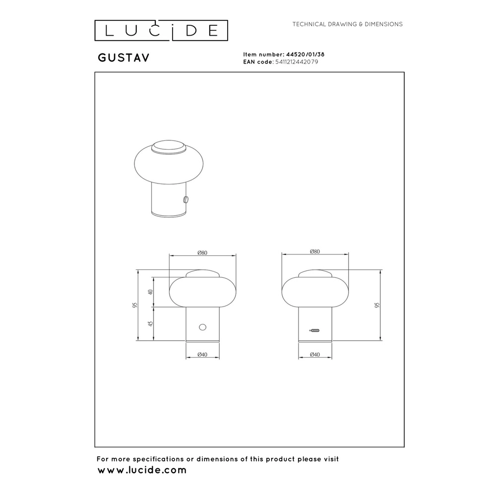 Oplaadbare tafellamp Gustav zand bruin Lucide 5411212442079