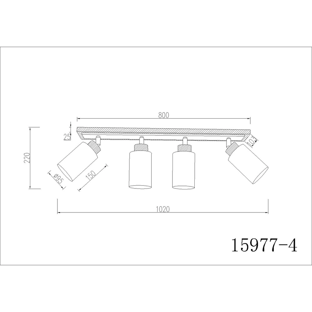 Plafondlamp Rowena 4-lichts hout Globo 9007371583362