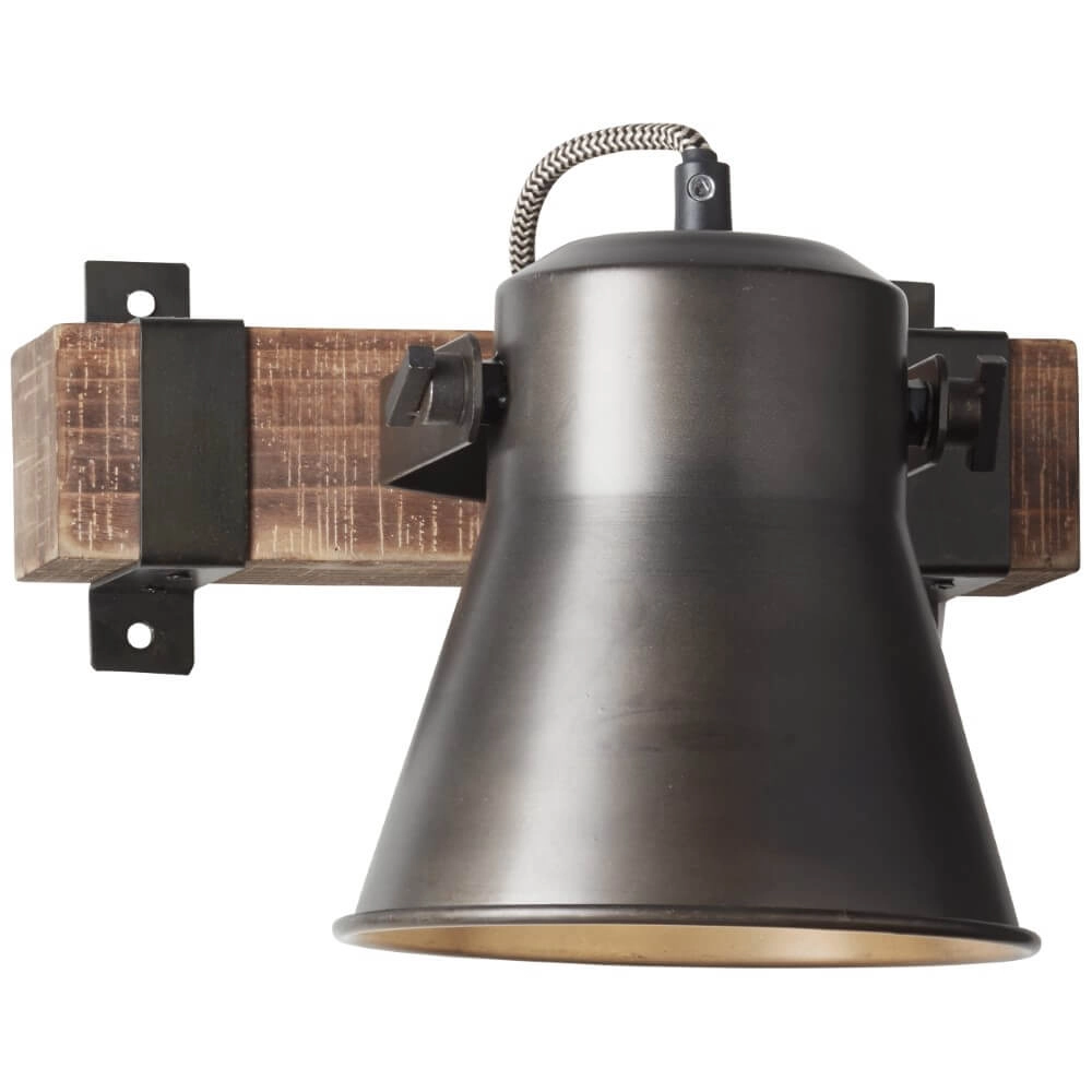 Wandlamp Decca zwart met bruin