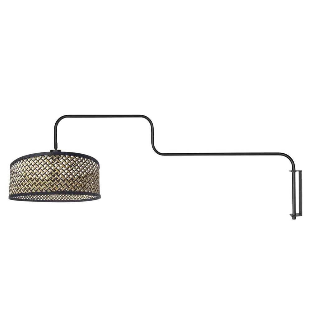 Wandlamp Bloeba zwart met bamboe kap Steinhauer 8712746177138
