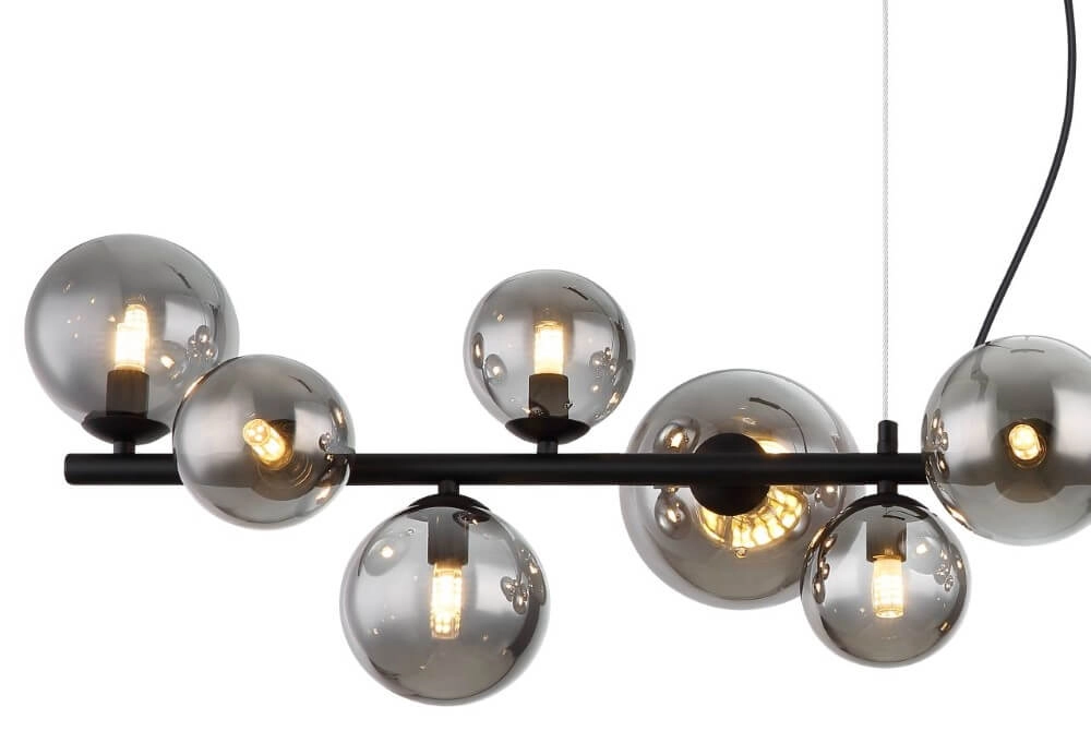 Design hanglamp Riha zwart met smoke glas Globo 9007371457823