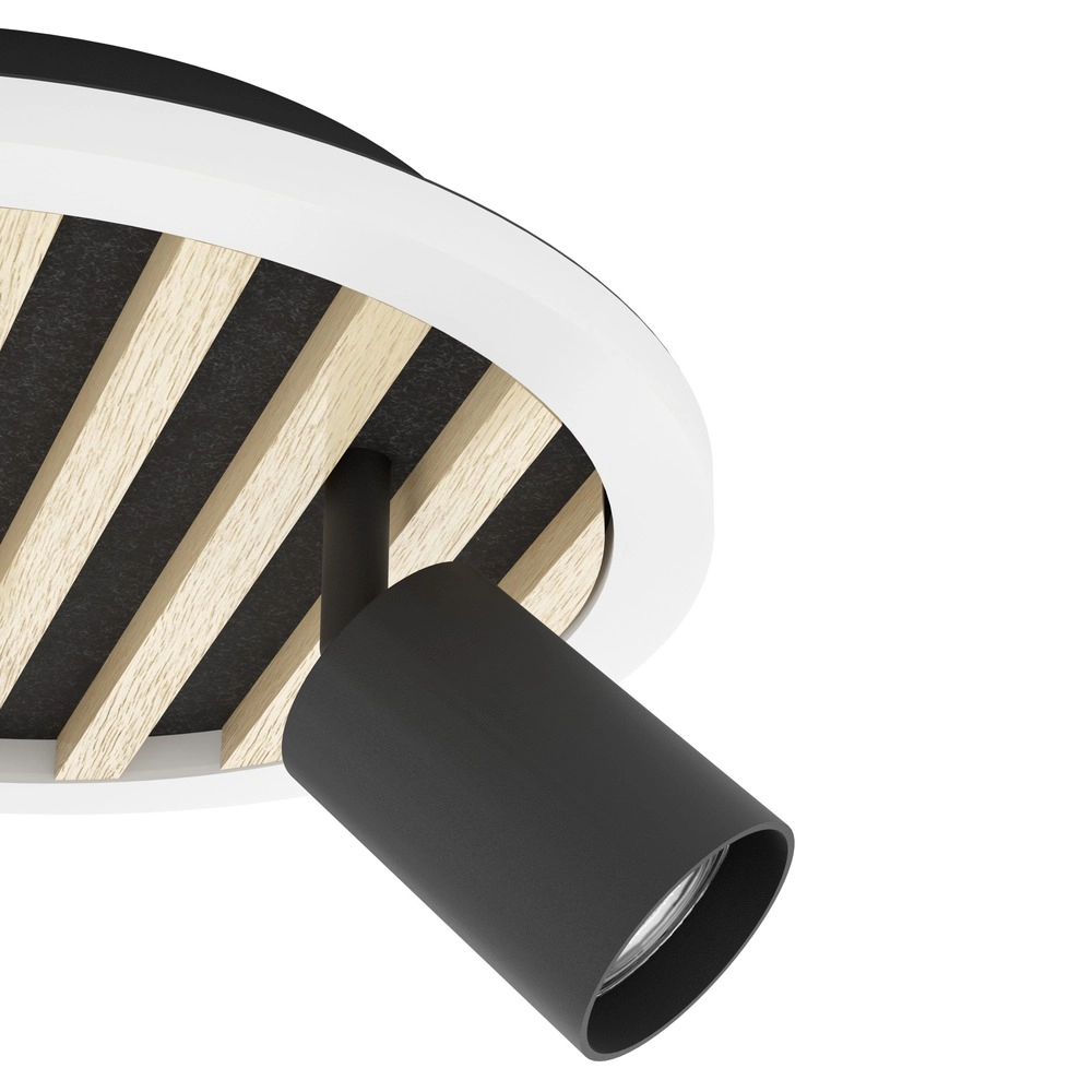 Moderne plafondlamp Cembrano 3-lichts zwart met hout Eglo 9008606388271