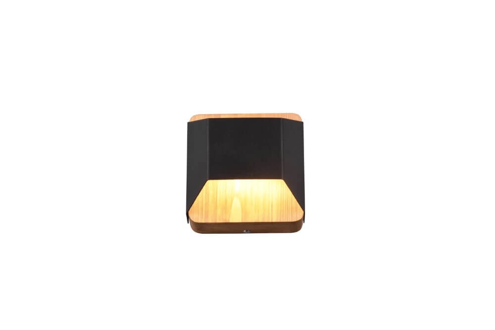 Wand lamp Arino 12cm zwart met houtbruin Trio 4017807502756