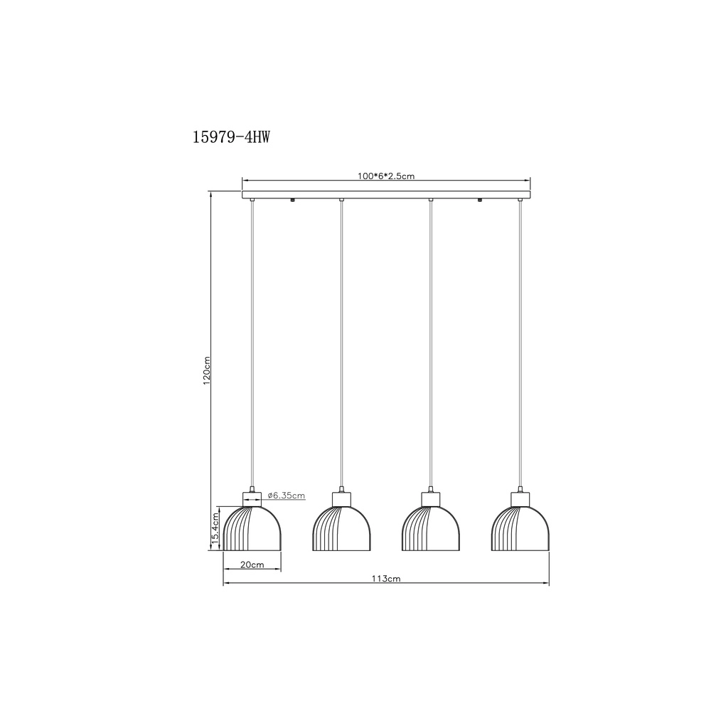 4-lichts hanglamp Swanson wit Globo 9007371581009