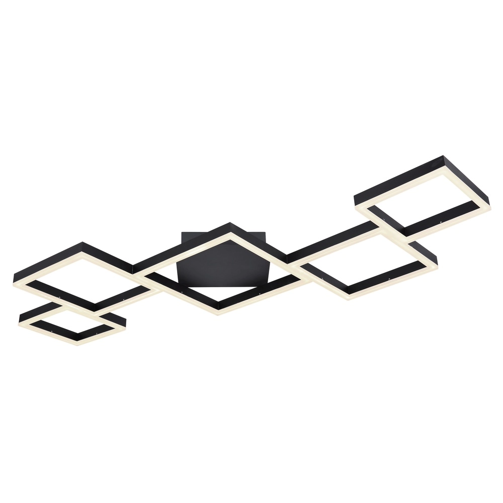 Moderne plafondlamp Kurio vierkantjes zwart