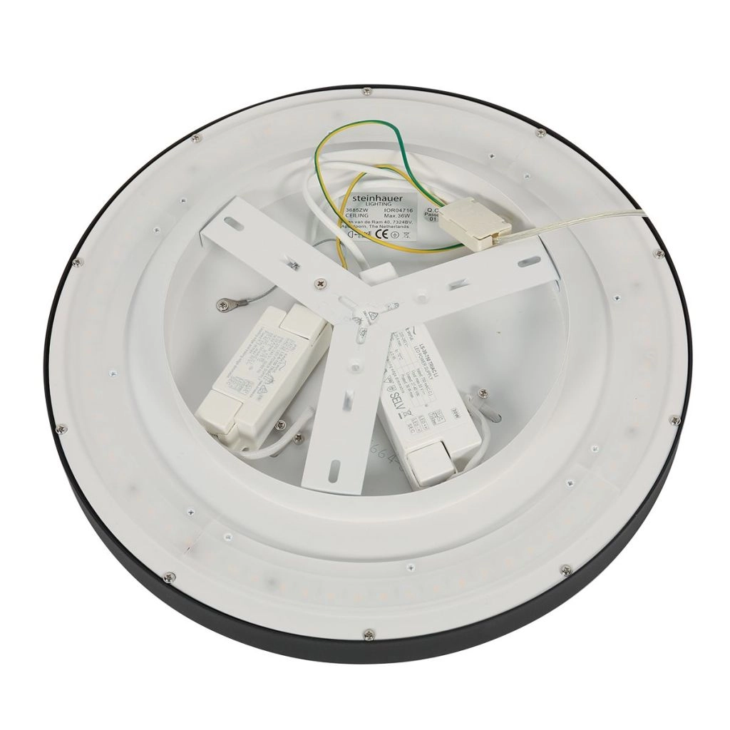 Moderne plafonniere Flady zwart Ø30cm Steinhauer 8712746181012