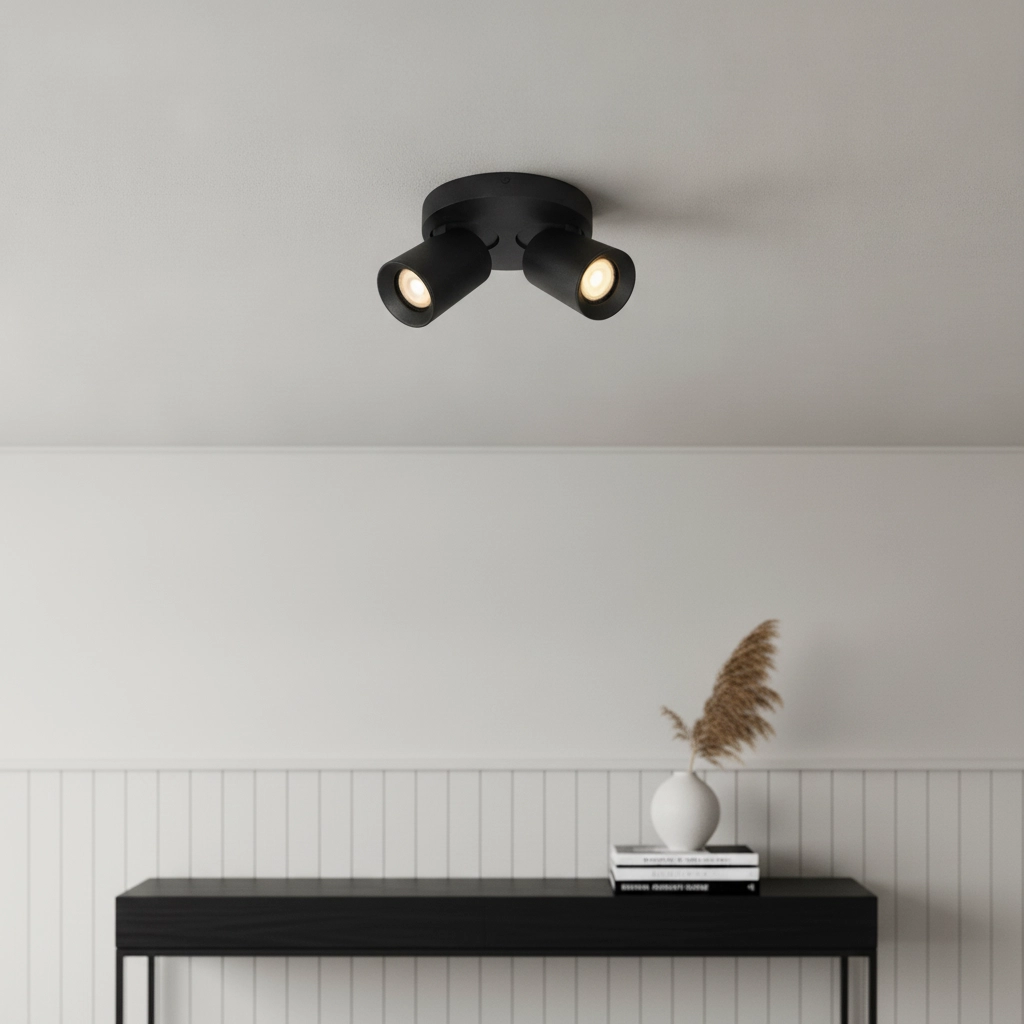 Ronde plafondlamp Megano 2-lichts zwart
