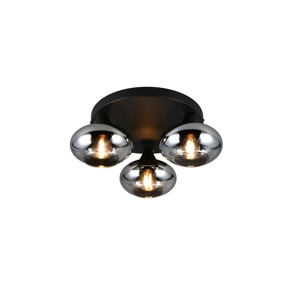 Plafondlamp Divina zwart met smoke glas