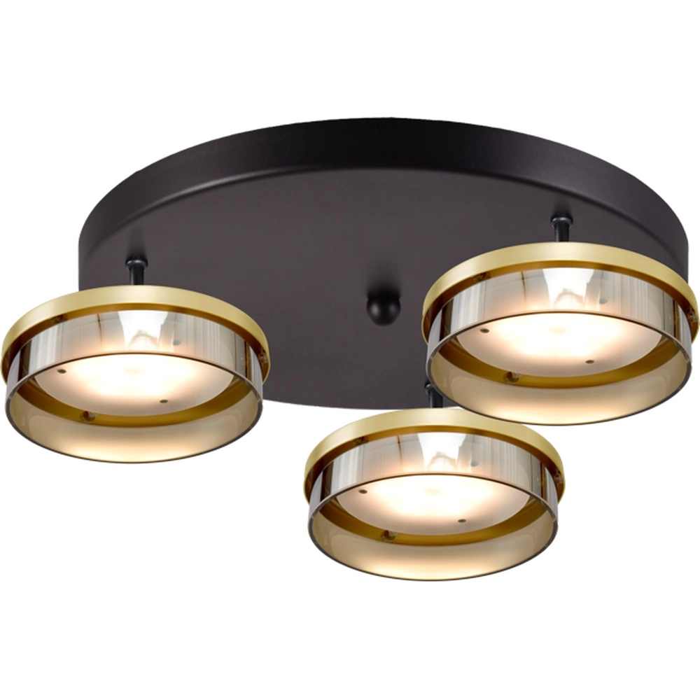 Plafondlamp Imperia 3-lichts zwart met goud