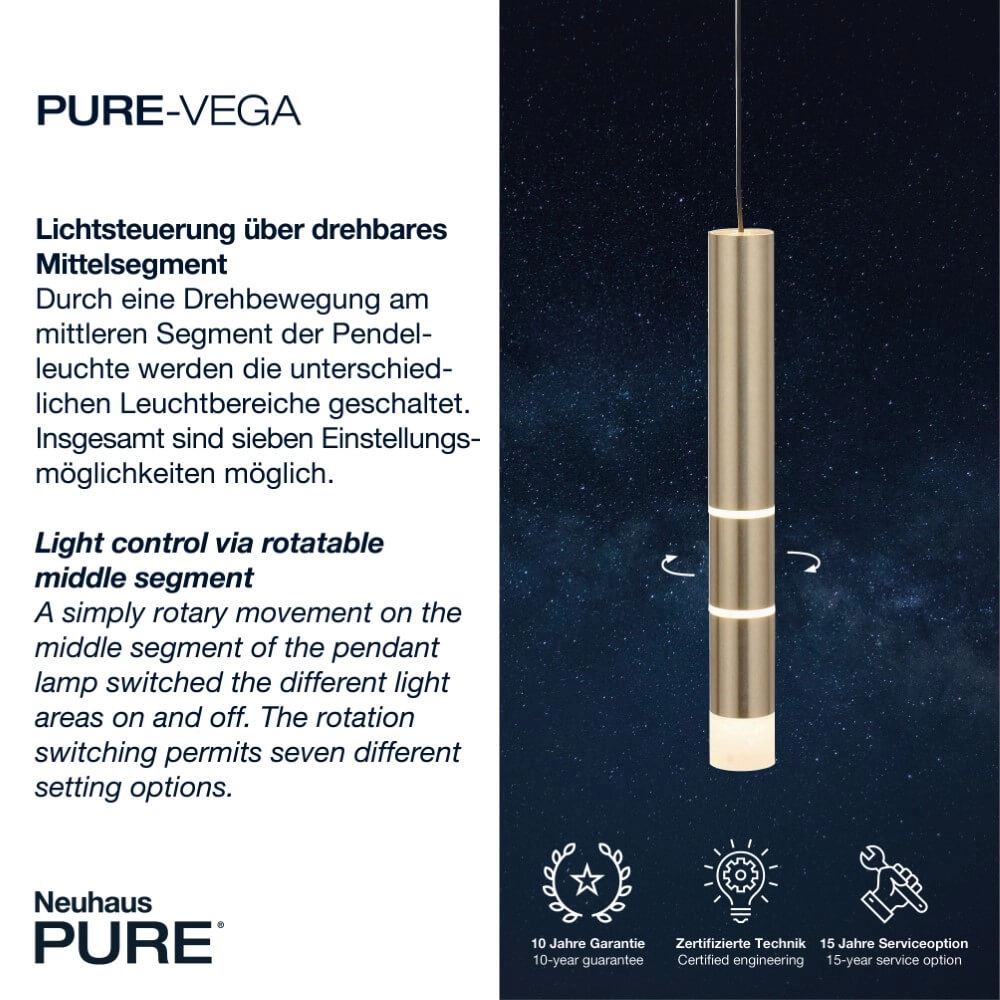Messing hanglamp Pure Vega 3000K Paul Neuhaus 4012248357521