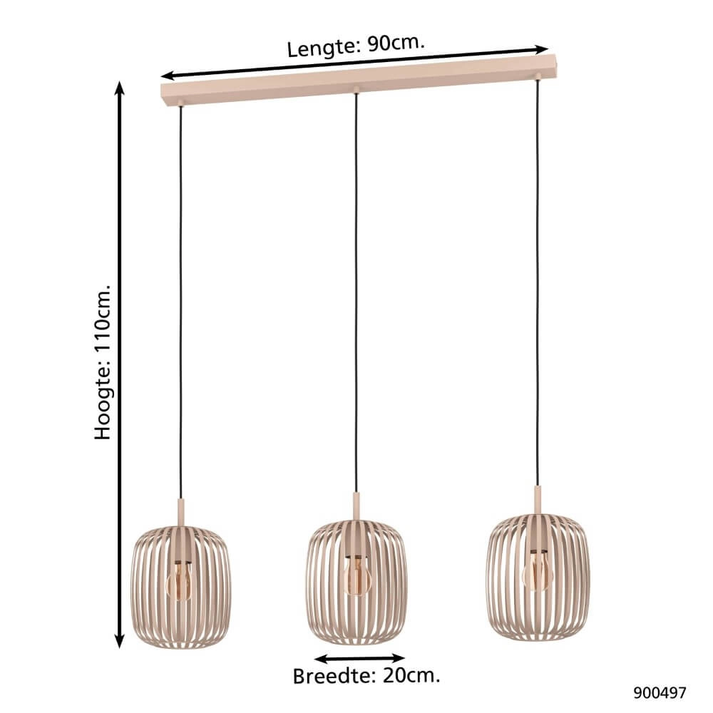 Zand bruine hanglamp Romazzina 3-lichts Eglo 9008606244317