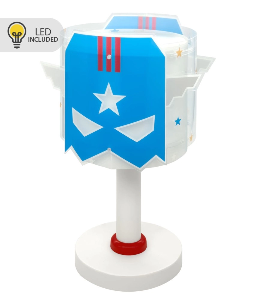Kinderkamer tafellamp Hero blauw glow in the dark