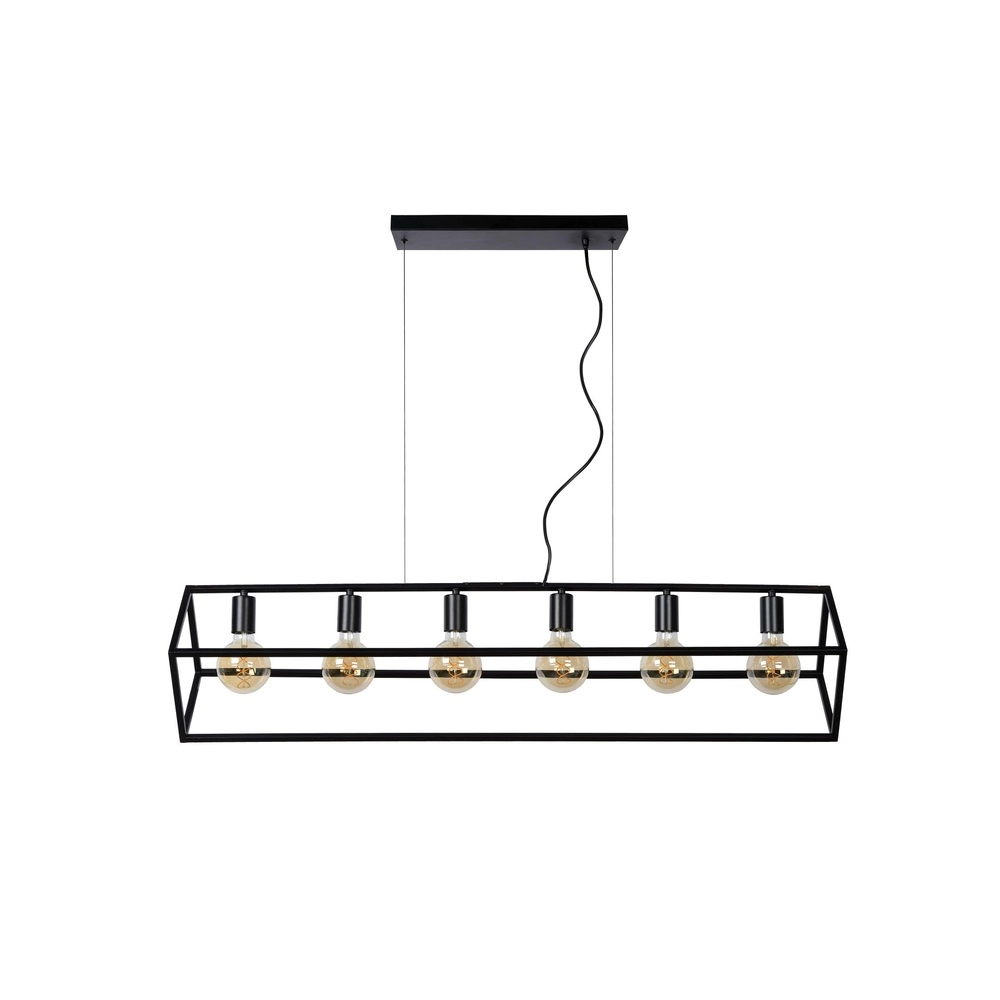 Moderne hanglamp Fabian 6-lichts zwart