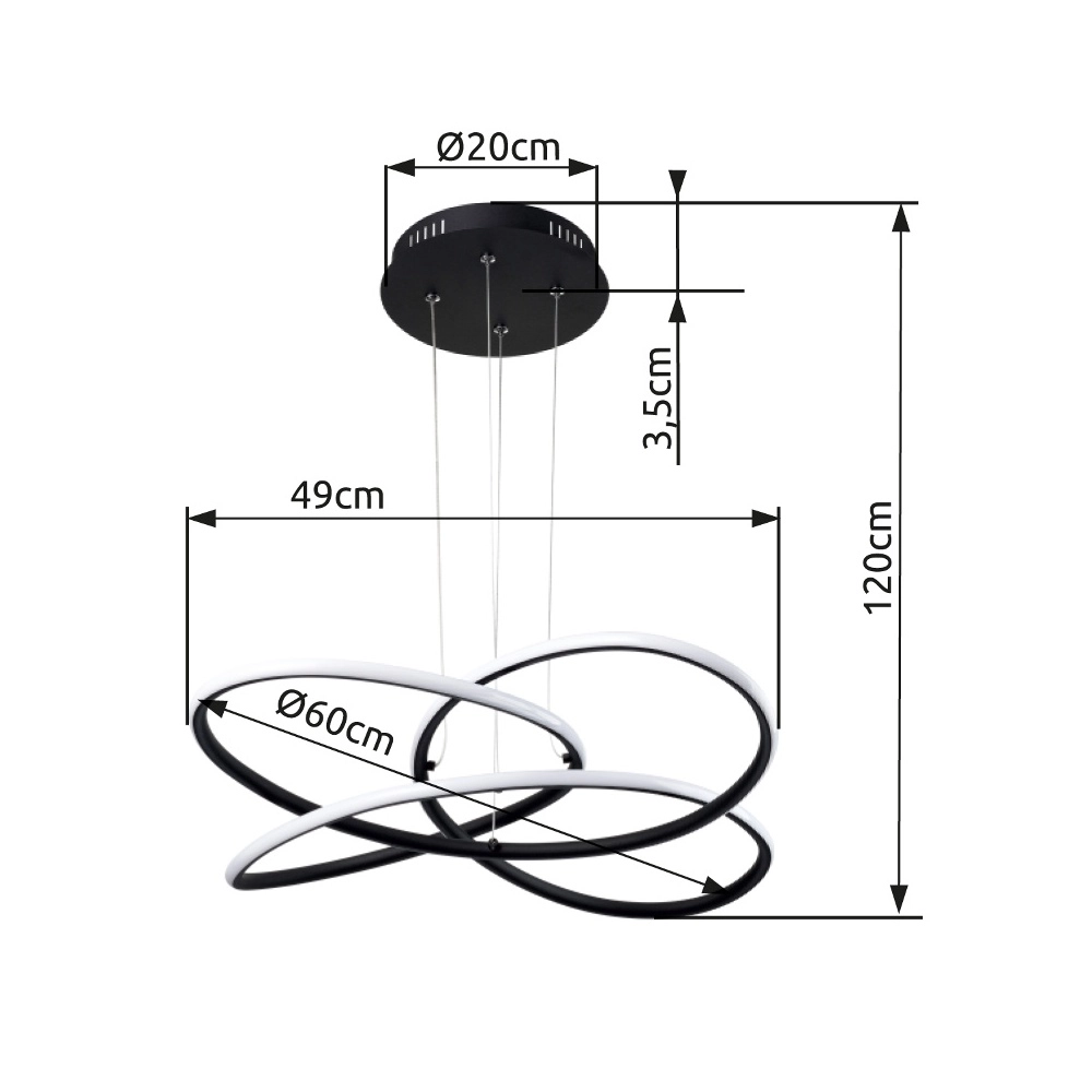 Design hanglamp Panda zwart Ø 60cm Globo 9007371409426