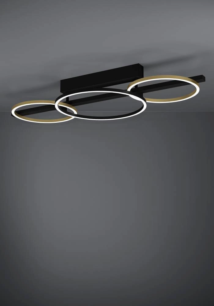 Plafondlamp met ringen Lanacera zwart met goud Stars of Light 9008606221400