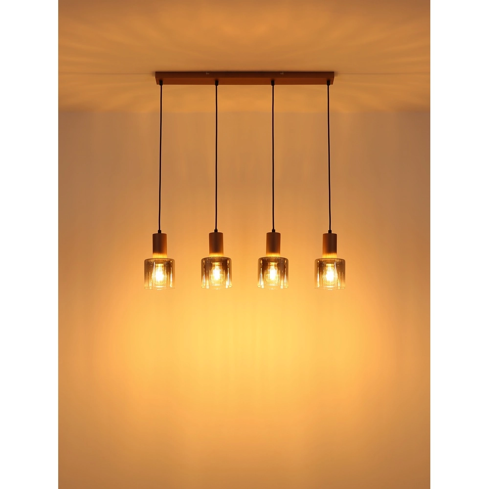 Hanglamp Walton 4-lichts koffie bruin Globo 9007371586189
