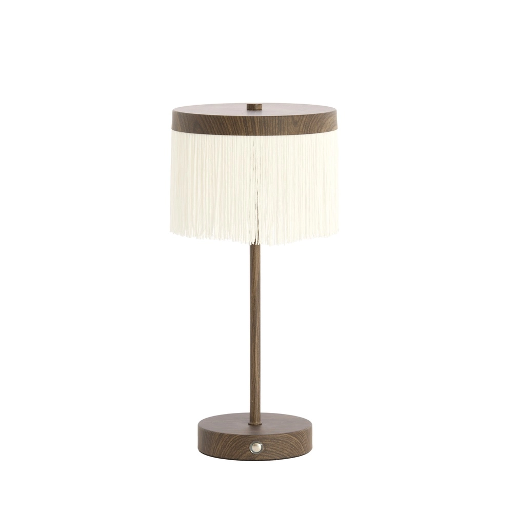Oplaadbare schemerlamp Diny walnoot look met wit Light & Living 8717807816377