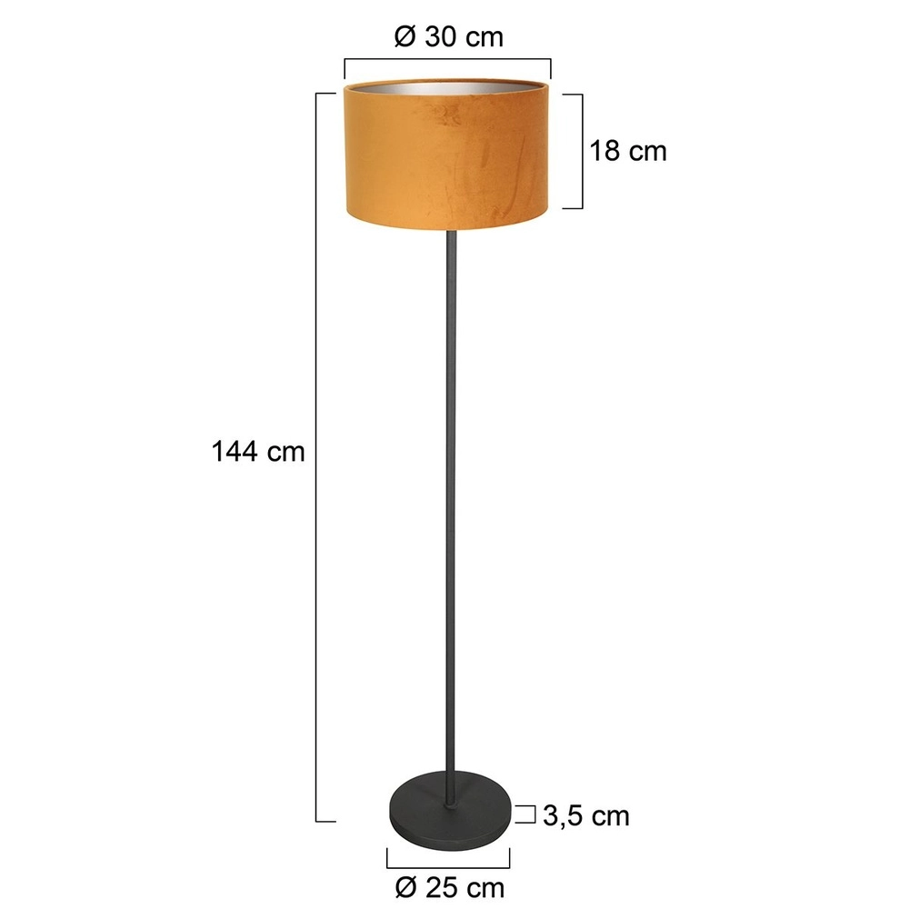 Zwarte vloerlamp Noor met gouden kap Steinhauer 8712746182361