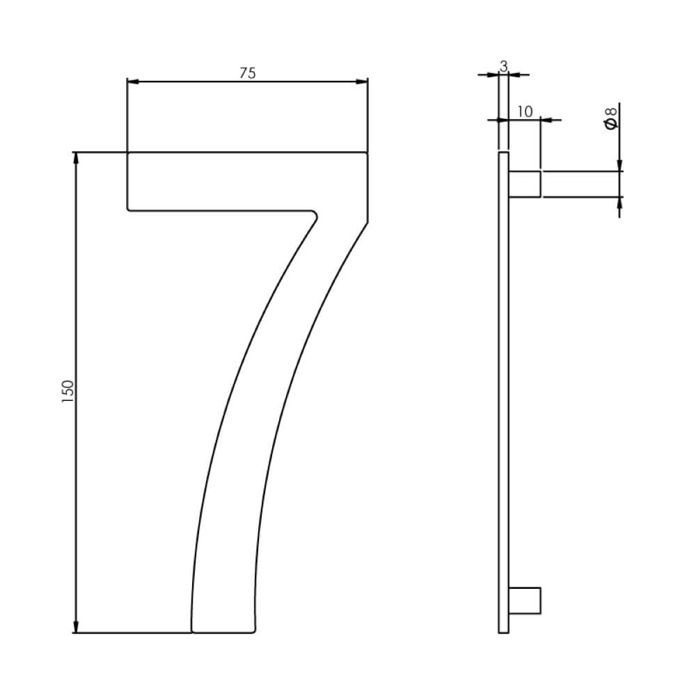 Huisnummer 7 Numbra 15cm RVS Intersteel 8714186058350