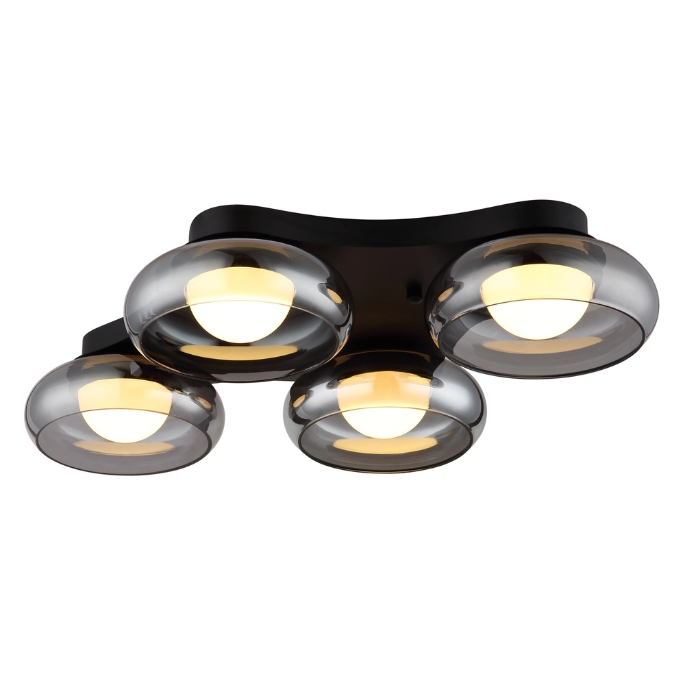 Design plafondlamp Carlene 4-lichts zwart Globo 9007371575176