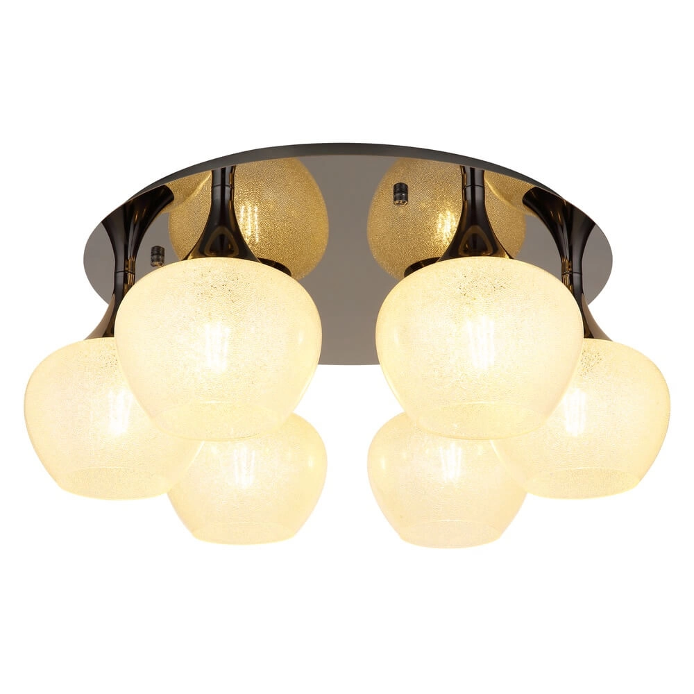 Antraciet plafondlamp Maxy met wit glas 6-lichts Ø 65cm