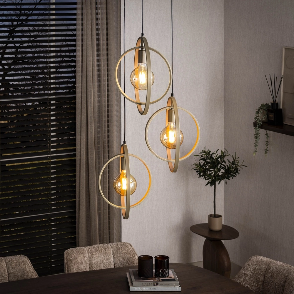 3-lichts hanglamp eettafel Turn Ø 40cm - zand - excl E27