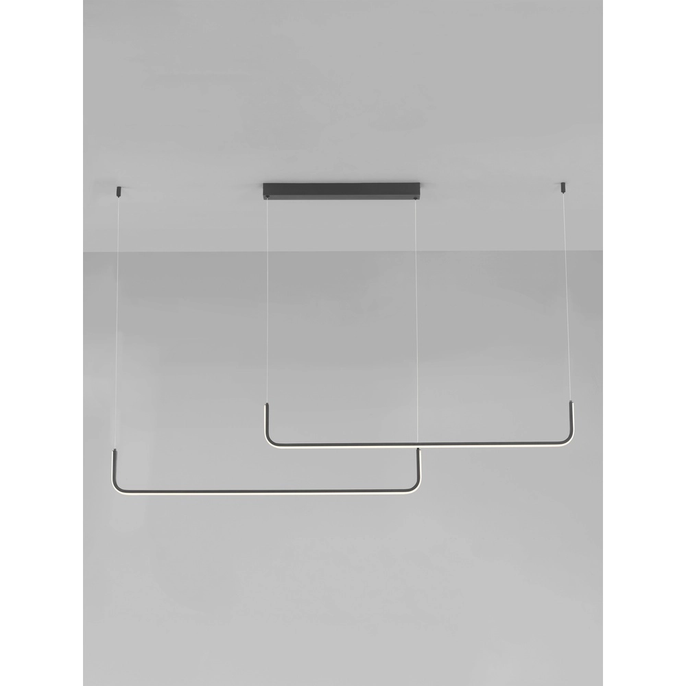 Strakke hanglamp Strita zwart dubbel 3000K Lyora 5212017448392