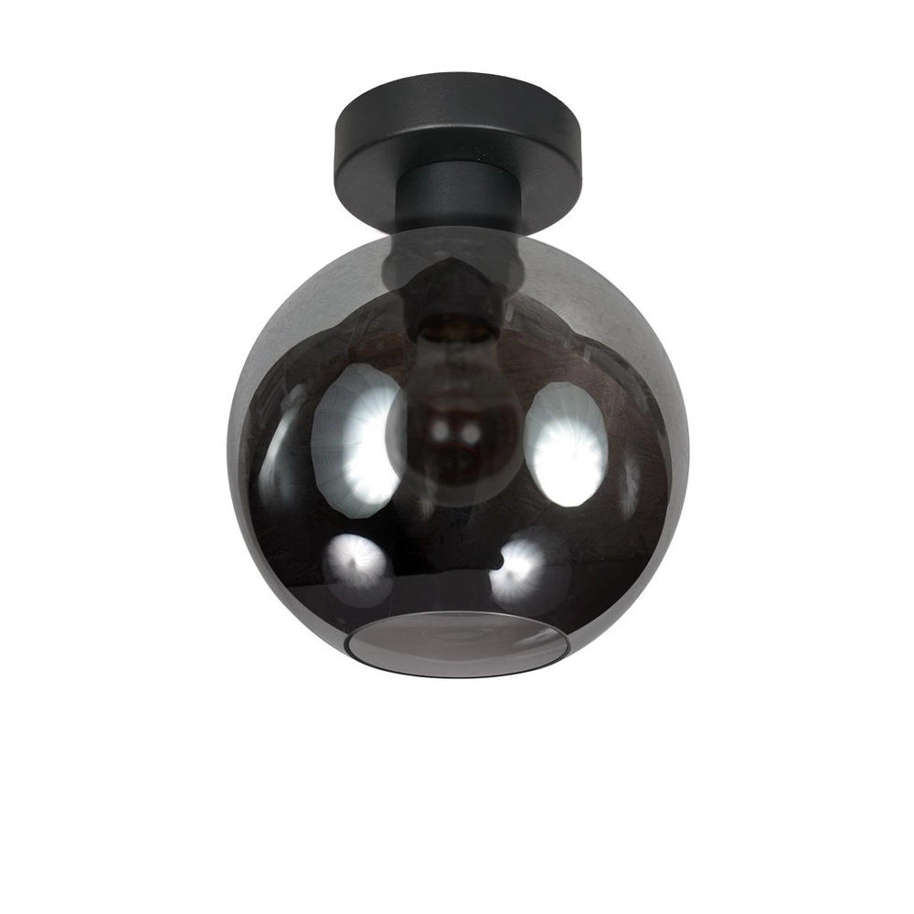 Plafondlamp Bloeba bol smoke glas Ø 15cm