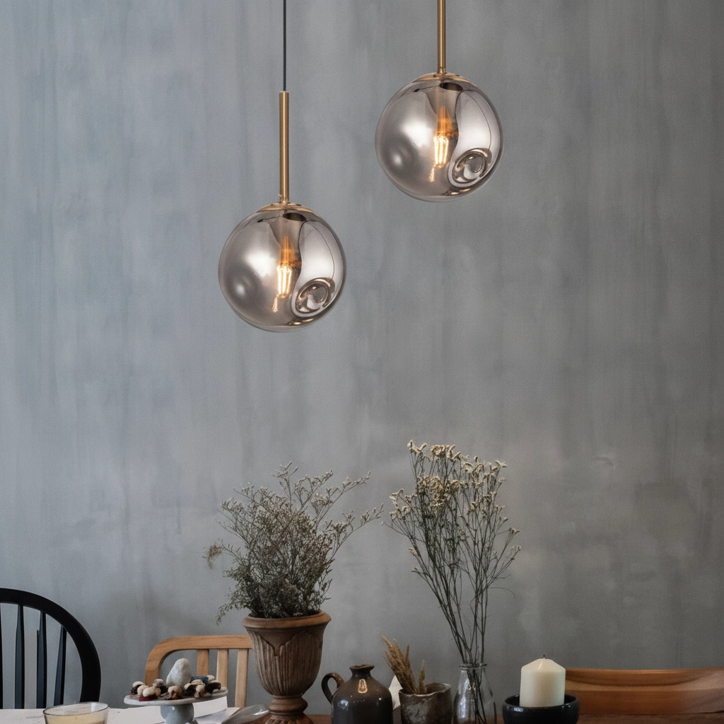 Hanglamp Spada enkel grijs met goud