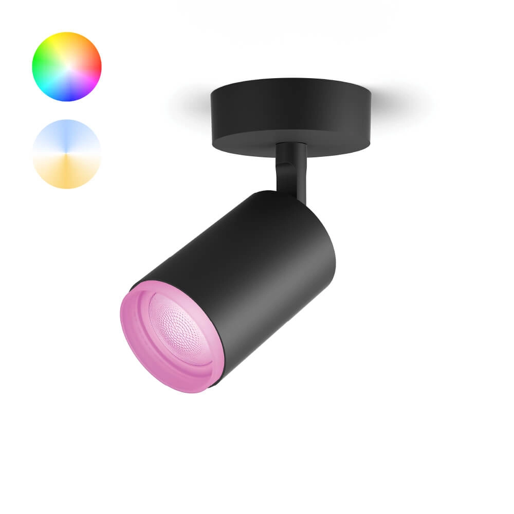 Enkele spot Hue Fugato - White and color zwart