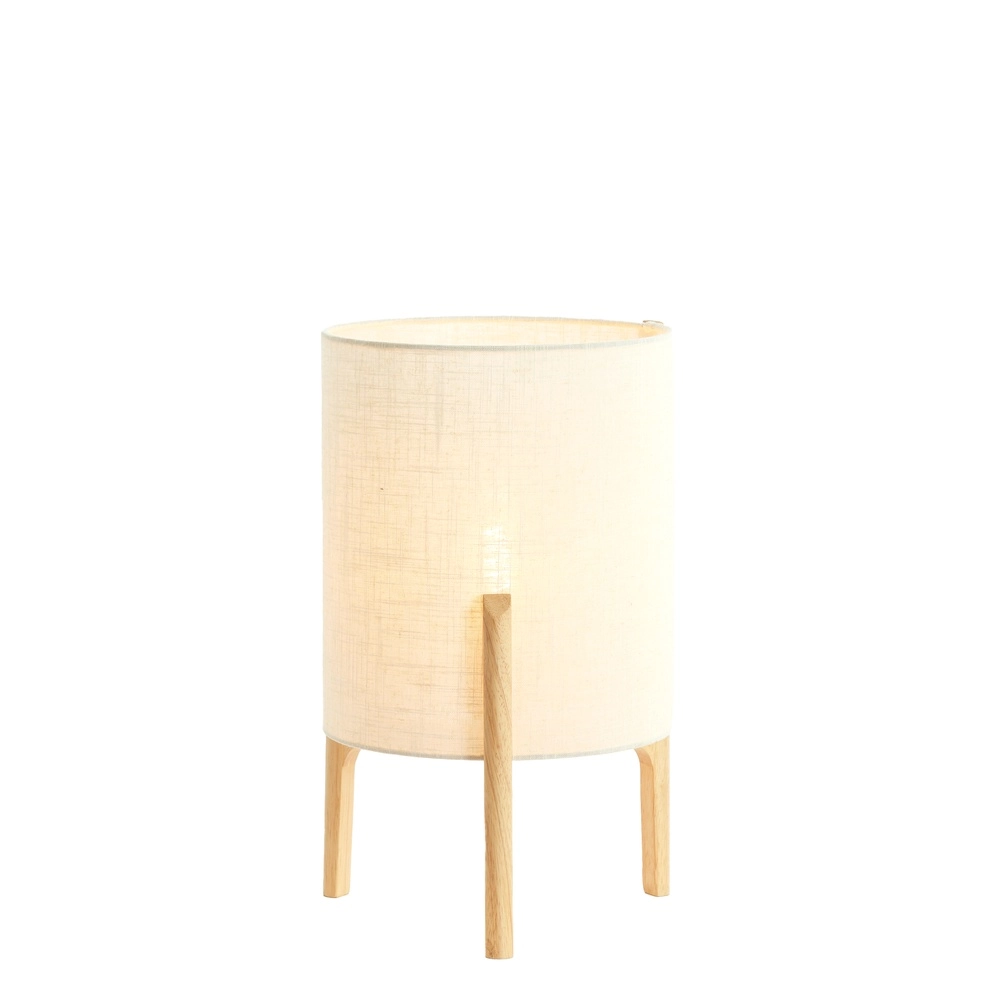 Schemerlamp Litto Ø 28cm - houtlook met naturel linnen Light & Living 8717807792701