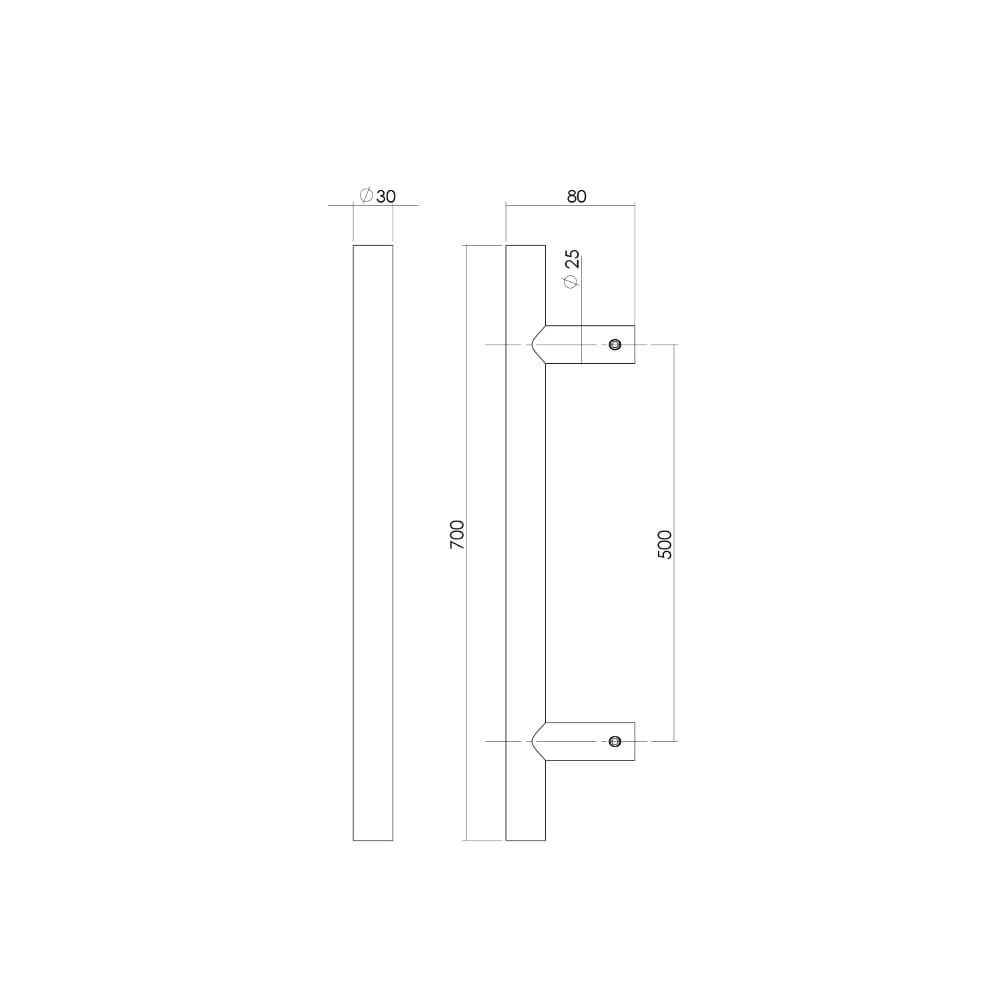 Deurgreep T-vorm Gripon 70x8cm RVS Intersteel 8714186465004