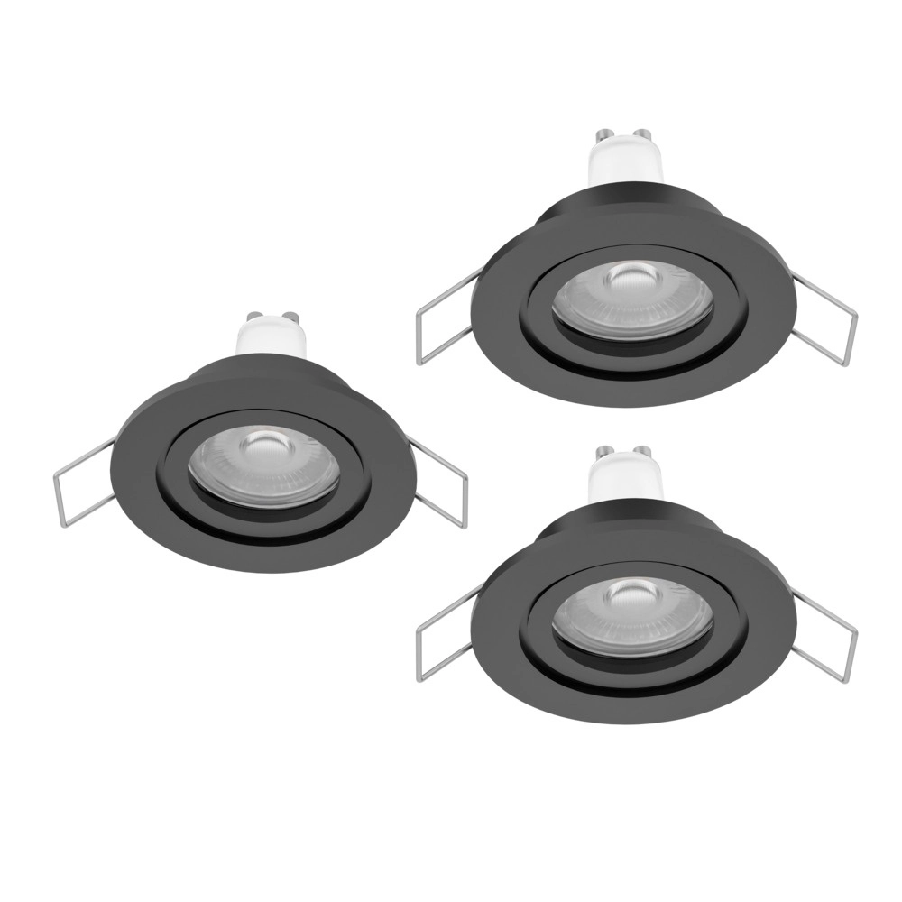Set van 3 inbouwspots Barranco zwart Ø 8,4cm IP44 - 4000K