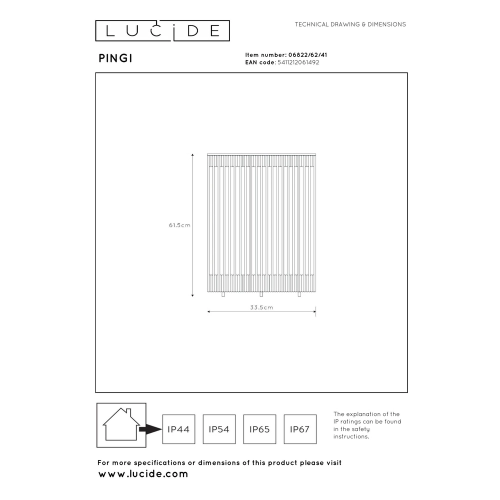 Oplaadbare vloerlamp Pingi taupe 61,5 x Ø 33,5cm Lucide 5411212061492