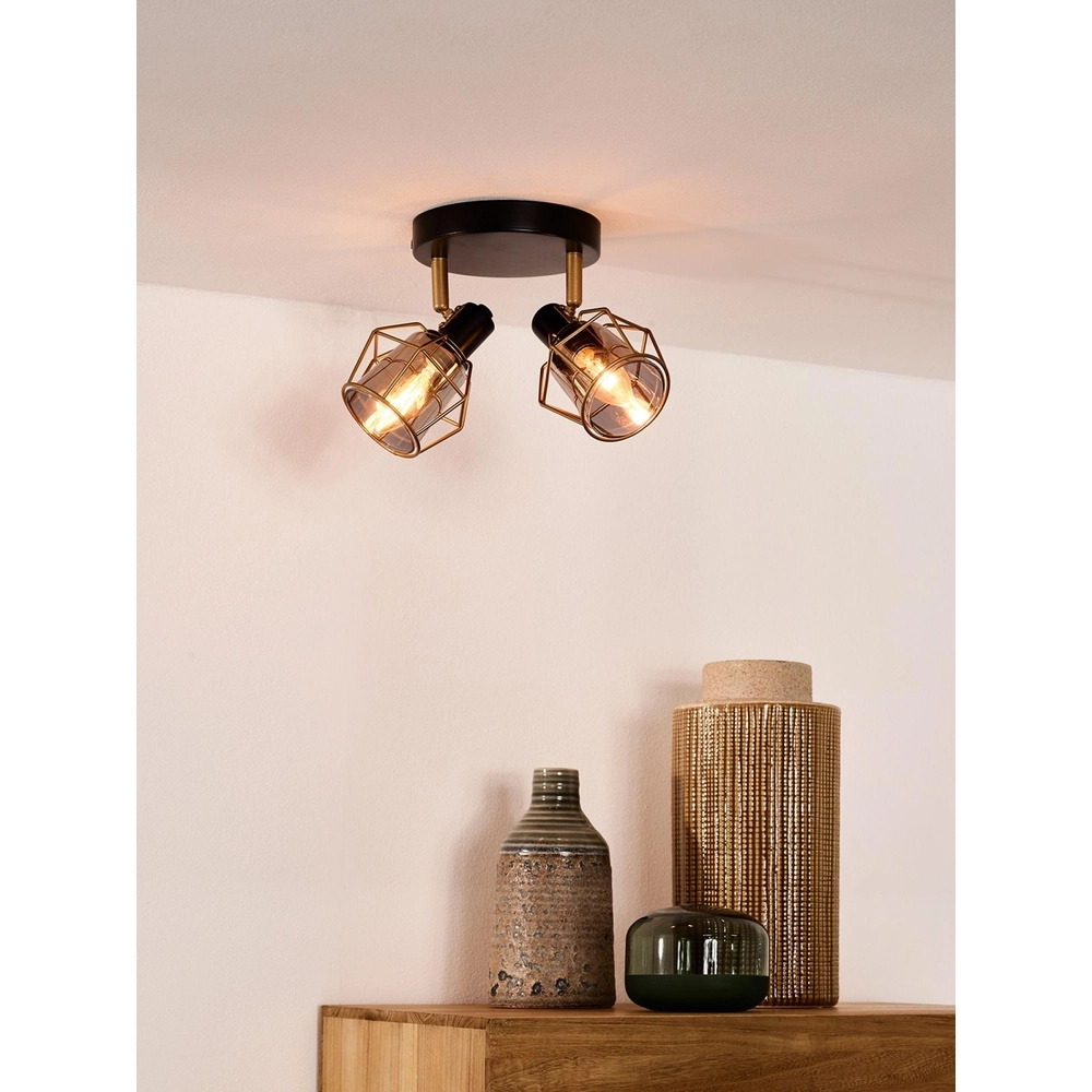 Plafondlamp Nila 2-lichts zwart Lucide 5411212770981
