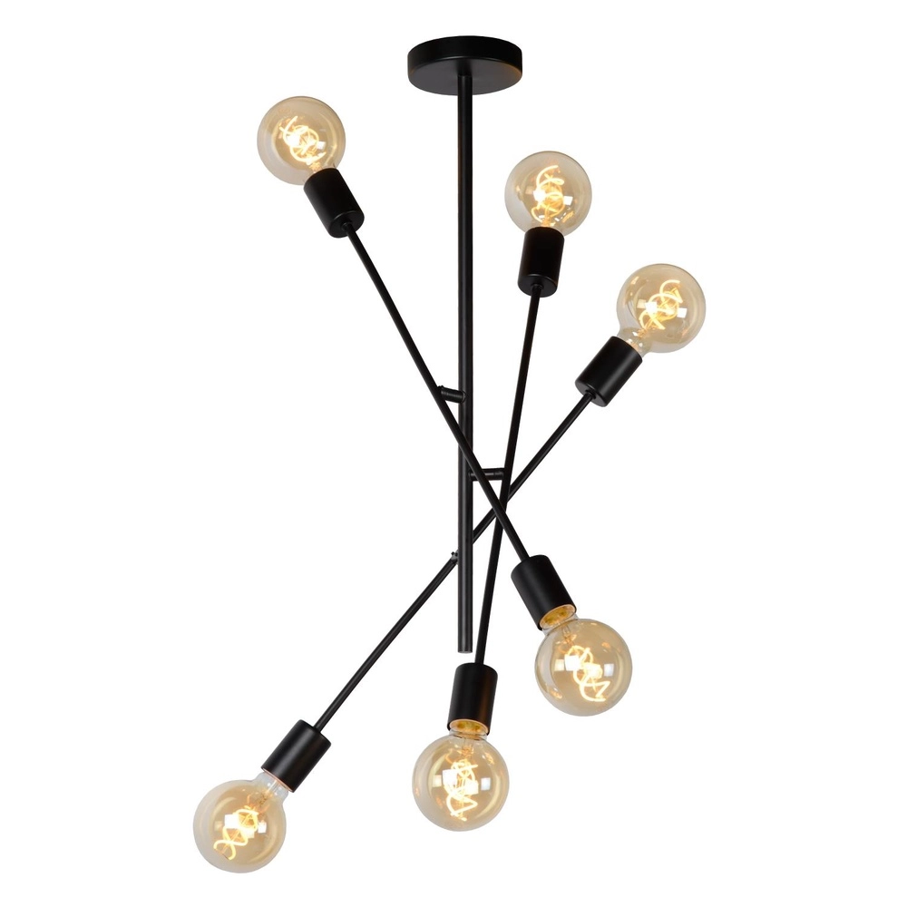 Plafondlamp Lester zwart 6-lichts Lucide 5411212211033