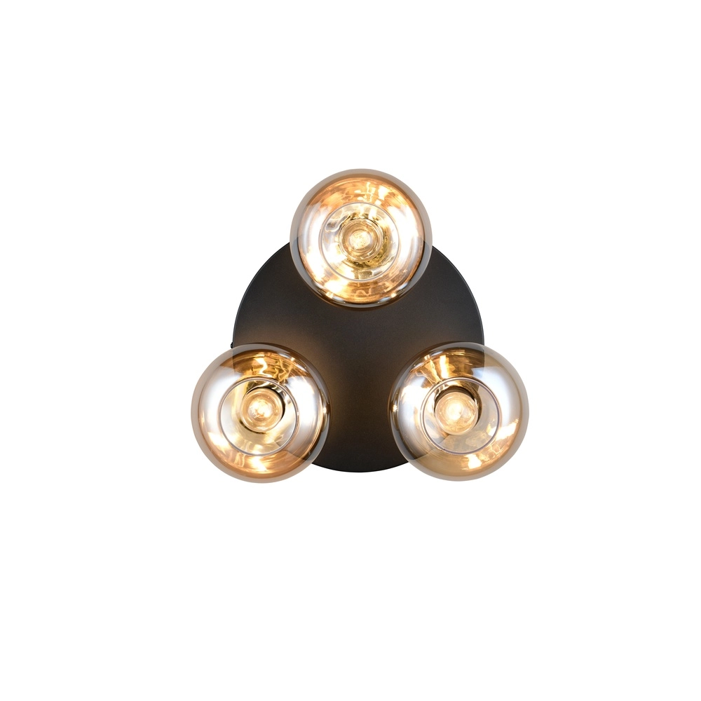 Plafondlamp Divina zwart met amber glas Trio 4017807667363