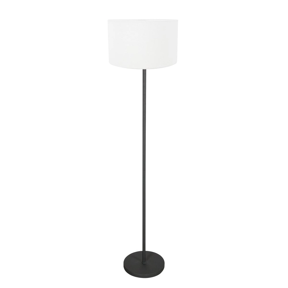 Zwarte vloerlamp Noor met kap wit